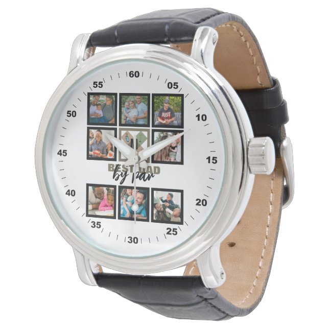 Custom Fathers Day Best Dad By Par 8 Photo Collage Watch (Angled)