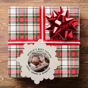 Custom Father's Day Chic Minimalist Photo Tree Decoration Card