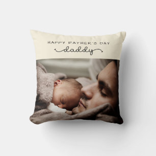 Custom Father's Day Cute Minimalist Photo Cushion