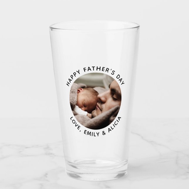 Custom Father's Day Cute Minimalist Photo  Glass (Front)
