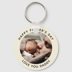 Custom Father's Day Cute Minimalist Photo Keychain