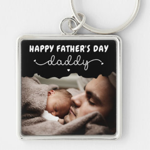 Custom Father's Day Cute Minimalist Photo Keychain