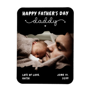 Custom Father's Day Cute Minimalist Photo Magnet