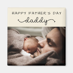 Custom Father's Day Cute Minimalist Photo Magnet