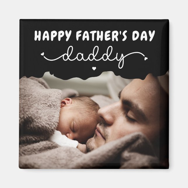 Custom Father's Day Cute Minimalist Photo Magnet (Front)