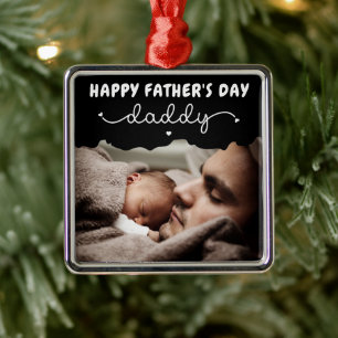 Custom Father's Day Cute Minimalist Photo Metal Tree Decoration