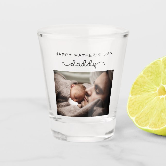 Custom Father's Day Cute Minimalist Photo Shot Glass (Front)