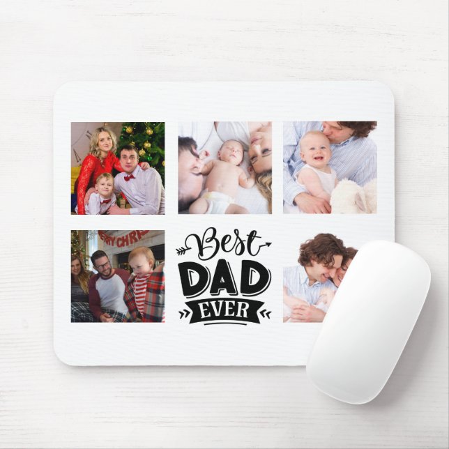 Custom Fathers Day Gift BEST DAD Photo Collage Mouse Mat (With Mouse)
