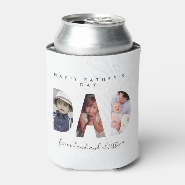 Custom Fathers Day Photo Collage Best Dad Can Cooler (Can Front)