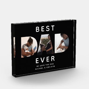 Custom Fathers Day Photo Collage Best Dad Ever Block