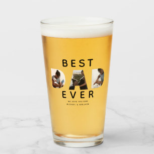 Custom Fathers Day Photo Collage Best Dad Ever Glass