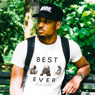 Custom Fathers Day Photo Collage Best Dad Ever T-Shirt