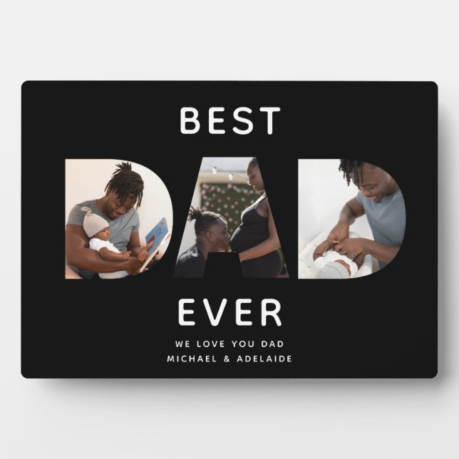 Custom Fathers Day Photo Collage Best Dad Script P Plaque (Front)