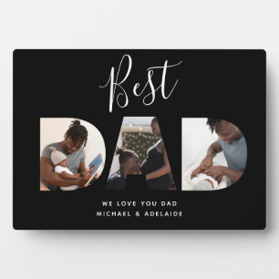 Custom Fathers Day Photo Collage Best Dad Script Plaque