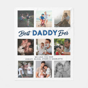 Custom Father's Day Photo Collage Best Daddy Ever Fleece Blanket