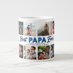 Custom Father's Day Photo Collage Best Papa Ever Large Coffee Mug
