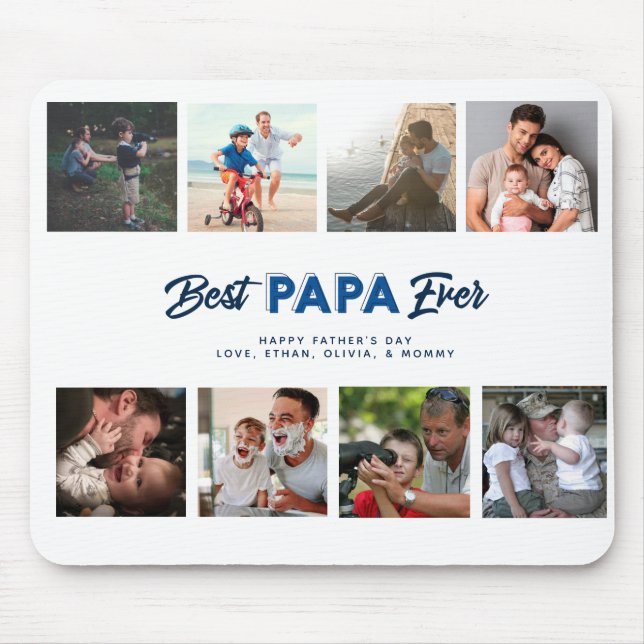 Custom Father's Day Photo Collage Best Papa Ever  Mouse Mat (Front)