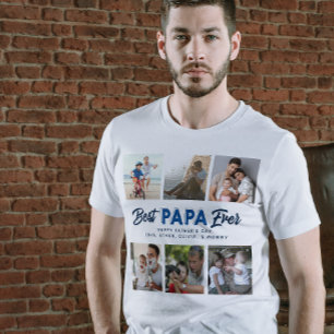 Custom Father's Day Photo Collage Best Papa Ever T-Shirt