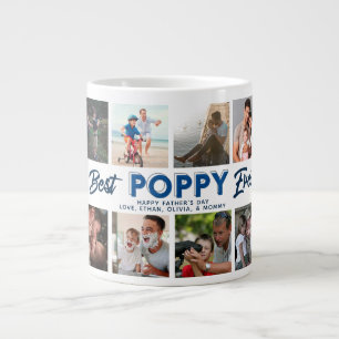 Custom Father's Day Photo Collage Best Poppy Ever Large Coffee Mug