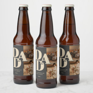 Custom Father's Day Photo Collage DAD Letters - Beer Bottle Label