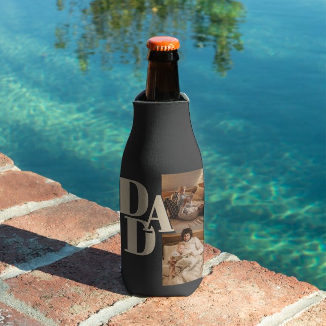 Custom Father's Day Photo Collage | DAD Letters -  Bottle Cooler (In Situ Pool)