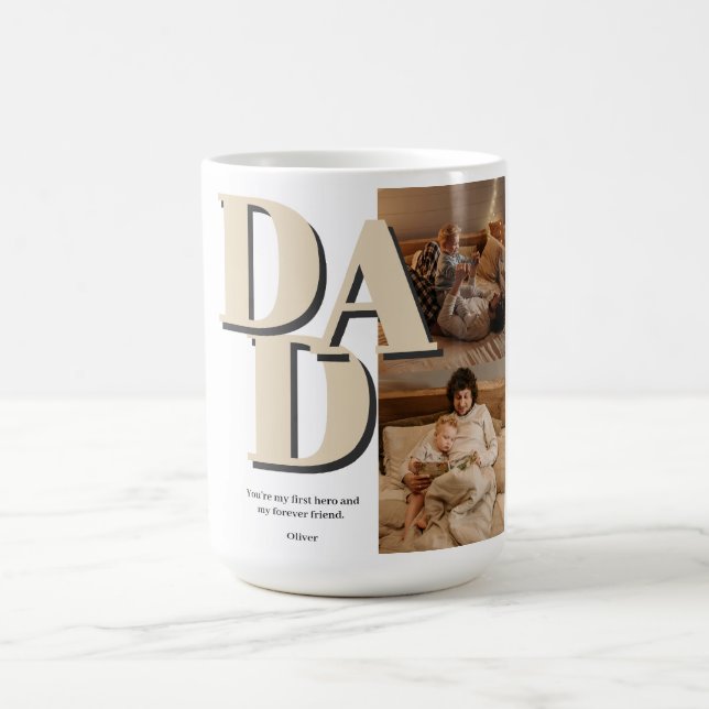 Custom Father's Day Photo Collage | DAD Letters -  Coffee Mug (Center)