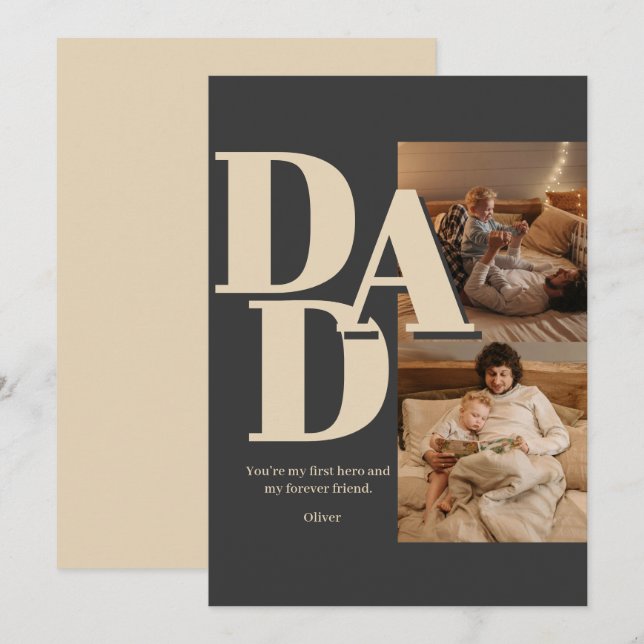 Custom Father's Day Photo Collage | DAD Letters -  Holiday Card (Front/Back)
