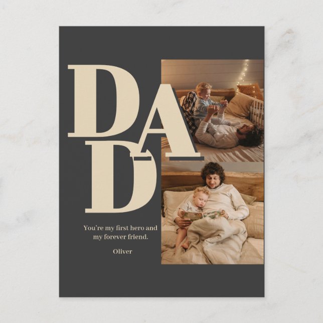 Custom Father's Day Photo Collage | DAD Letters -  Holiday Postcard (Front)