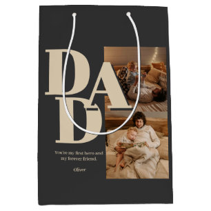 Custom Father's Day Photo Collage DAD Letters - Medium Gift Bag