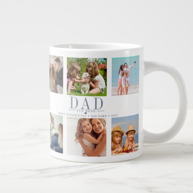 Custom Father's Day Photo Collage for Dad Large Coffee Mug (Right)
