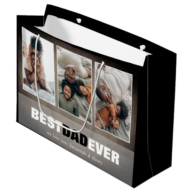 Custom Father's Day Photo Large Gift Bag (Front Angled)