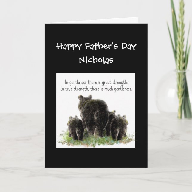 Custom Father's Day Poppa Bear Wife & Kids Humour Card (Front)