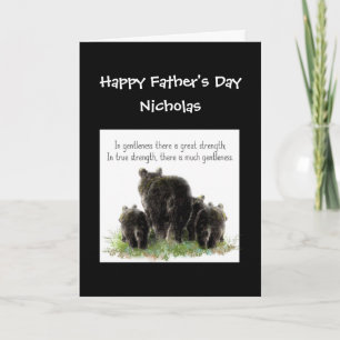 Custom Father's Day Poppa Bear Wife & Kids Humour Card
