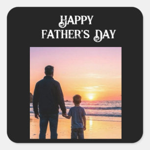 Custom Father's Day Sunset Silhouette Heart Design Square Sticker