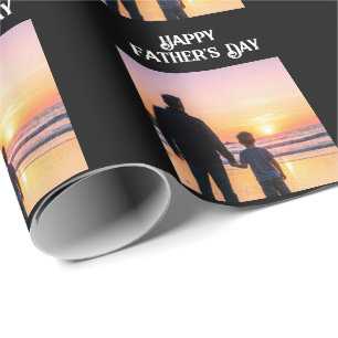 Custom Father's Day Sunset Silhouette Heart Design Wrapping Paper