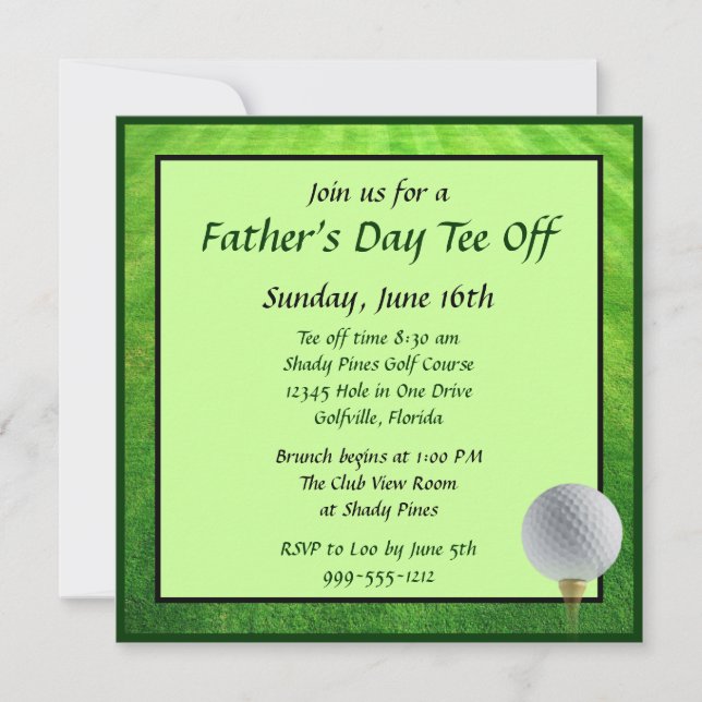 Custom Father's Day Tee Off and Brunch Invites (Front)