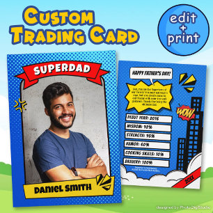 Custom Fathers Day Trading Card Fun Superdad Comic