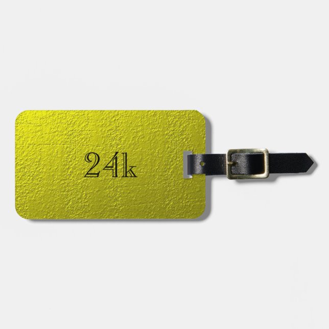 Custom Faux 24k Solid Gold Luggage Tag (Front Horizontal)