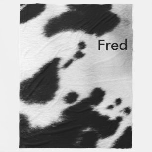 Custom. Faux Black and White Cow Hide. Fleece Blanket