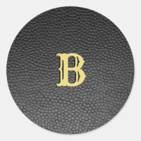 Custom Faux Black Leather Monogram