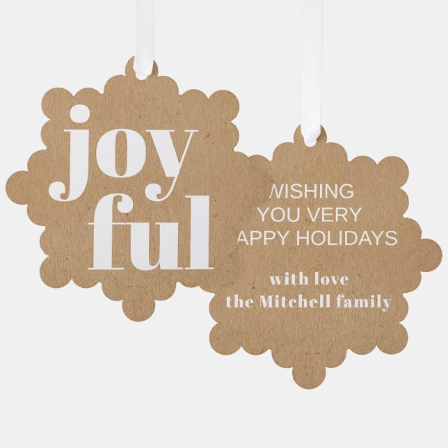 Custom Faux Brown Kraft Paper Texture Pattern Tree Decoration Card (Front/Back)