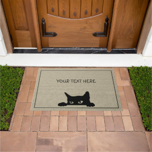 Custom Faux Burlap Cat Doormat Large