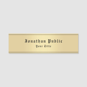 Custom Faux Gold Classic Look Old Style Text Name Tag