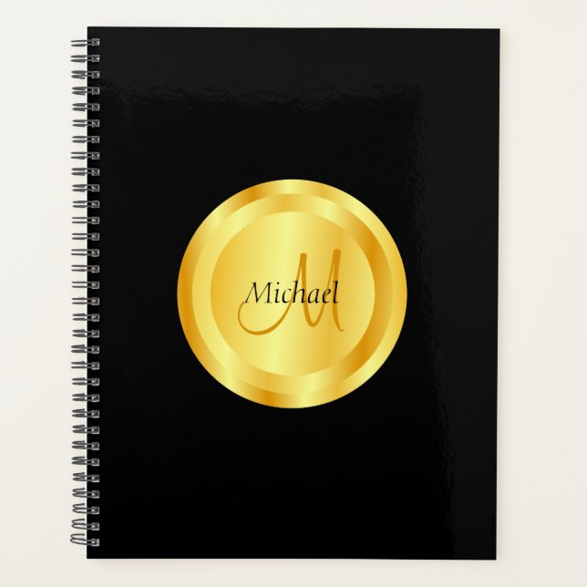 Custom Faux Gold Elegant Black Template Planner (Front)