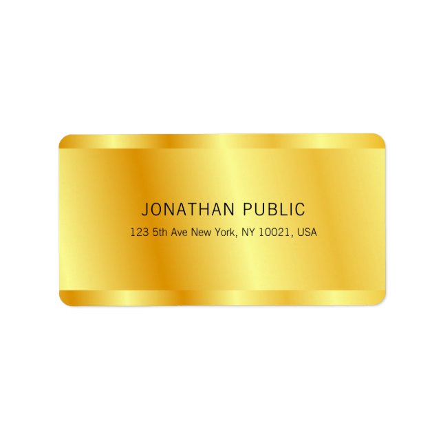 Custom Faux Gold Elegant Glamourous Template Label (Front)