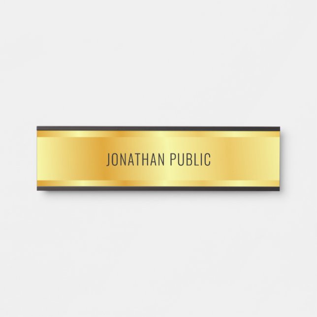 Custom Faux Gold Elegant Luxe Modern Template Door Sign (Front)