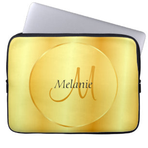Custom Faux Gold Elegant Modern Monogram Template Laptop Sleeve