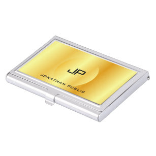 Custom Faux Gold Elegant Modern Monogrammed Business Card Holder