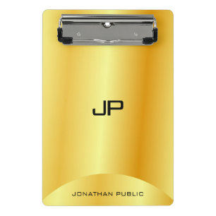Custom Faux Gold Elegant Monogram Modern Template Mini Clipboard