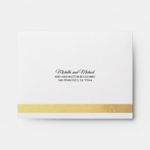 Custom Faux Gold Foil Insert White RSVP Wedding Envelope